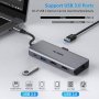 MOKiN USB Type-C Hub  9 в 1, 2xUSB 3.0, 1xUSB 2.0, 2xHDMI, LAN Gigabit, /TF/SD четец на карти, PD - , снимка 5