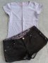 Детски лот тениска и къси дънкови панталонки, размер S // 134-140-146 см., снимка 1 - Детски комплекти - 39881817