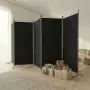 vidaXL Параван за стая, 5 панела, черен, 433x180 см, плат, снимка 2