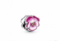 Outlet Sale Сребърен елемент Пандора,розова теменужка,pink"Тук за теб"/нов, снимка 1 - Колиета, медальони, синджири - 37835907