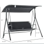 Градинска люлка със сенник черна Триместна, снимка 3