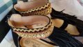 Дамски сандали естествена кожа черно и златно ESMARA, снимка 3