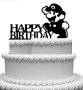 Happy Birthday Супер Марио Super Mario бягащ пластмасов черен топер украса за торта рожден ден