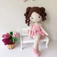 Плетени играчки, кукла балерина, подарък за момиче, ръчна изработка, снимка 1 - Кукли - 38972226