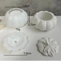 3D Грамадна тиква и капак с листо силиконов молд форма фондан гипс шоколад кашпа саксия кутия смола , снимка 1 - Форми - 42636452