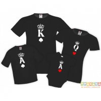 Семеен комплект тениски King Queen Ace Mommy Daddy Brother Sister Baby, снимка 2 - Тениски - 34277313