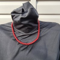 Колие червена перла  (модел 45), снимка 2 - Колиета, медальони, синджири - 38961788