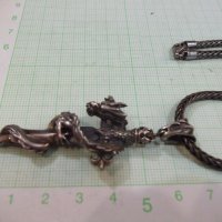 Висулка "Змей около кръст" със синджир сребърни - 53,42 гр., снимка 3 - Бижутерийни комплекти - 30236539