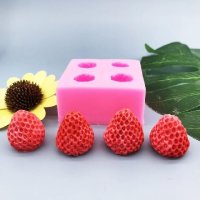 3d 4 малки ягоди ягода ягодки силиконов молд форма калъп за декорация торта фондан шоколад гипс, снимка 1 - Форми - 28282463