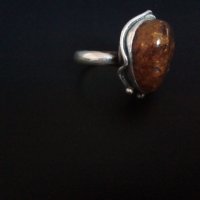 Дизайнерски масивен  сребърен пръстен с естествен кехлибар ръчна изработка , снимка 4 - Пръстени - 39184889
