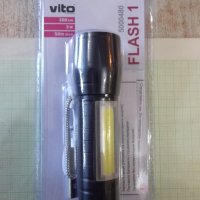 Фенер акумулаторен "LED , Vito Flash-1 , 3W , 200Lm , 6000K", снимка 1 - Прожектори - 44457553