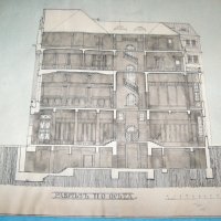 Красив стар архитектурен чертеж, скица, рисунка от преди 1944г. №8, снимка 6 - Други ценни предмети - 32149349