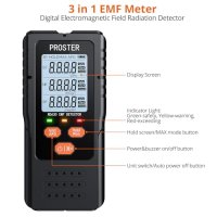 Нов 3 в 1 Детектор EMF Метър RF/EF/MF до 10Ghz + Чанта за съхранение, снимка 2 - Друга електроника - 42851754