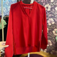Zara червена блузка с дълъг ръкав нова , снимка 1 - Ризи - 30117704