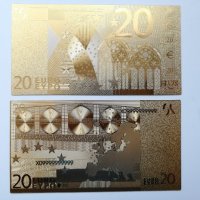 Сувенирни златисти евро банкноти, снимка 4 - Колекции - 37162478
