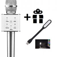 Микрофон Wireless Q7 сребрист + подарък USB LED лампа, снимка 1 - Караоке - 30697254