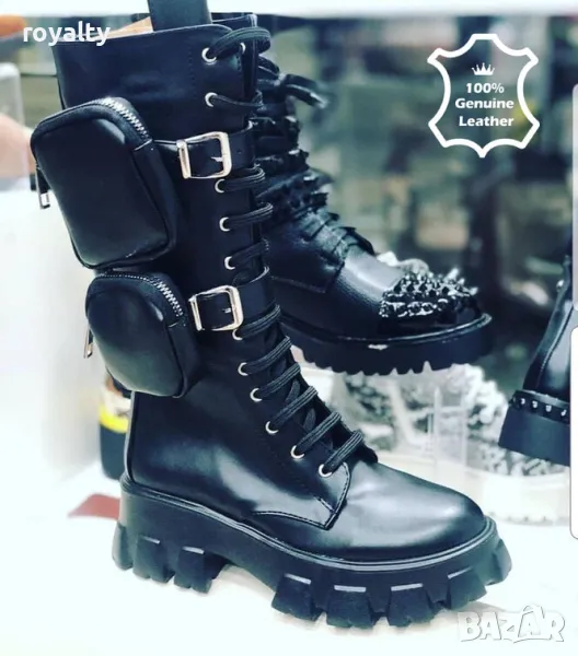 Равни ботуши - черна ЕСТЕСТВЕНА кожа, снимка 1