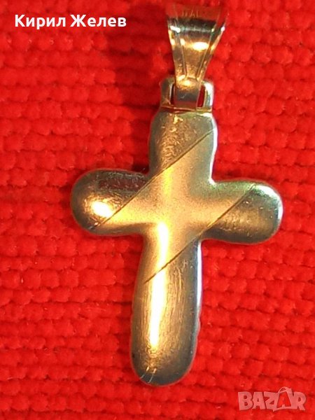 ЕЛЕГАНТЕН ИТАЛИАНСКИ СРЕБЪРЕН АРТ КРЪСТ СРЕБРО 925 с БЯЛА ПОЗЛАТА 38432, снимка 1