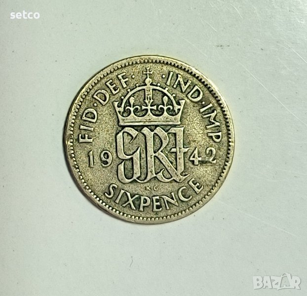 Великобритания 6 пенса 1942 година е59, снимка 1
