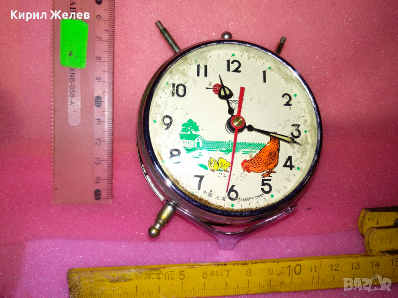 SHANGHAI CHINA Стар РЯДЪК КОЛЕКЦИОНЕРСКИ РЕТРО МЕХАНИЧЕН КИТАЙСКИ БУДИЛНИК ШАНХАЙ 28696, снимка 1