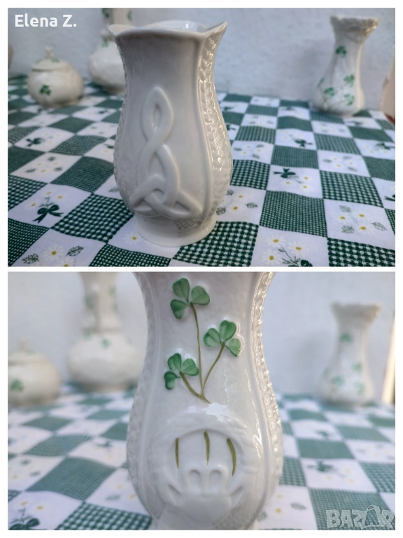Belleek Ireland Малка Claddagh ваза, снимка 1