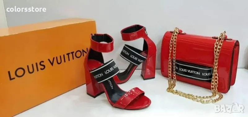 Сандали на ток - червен лак - 4747, снимка 1