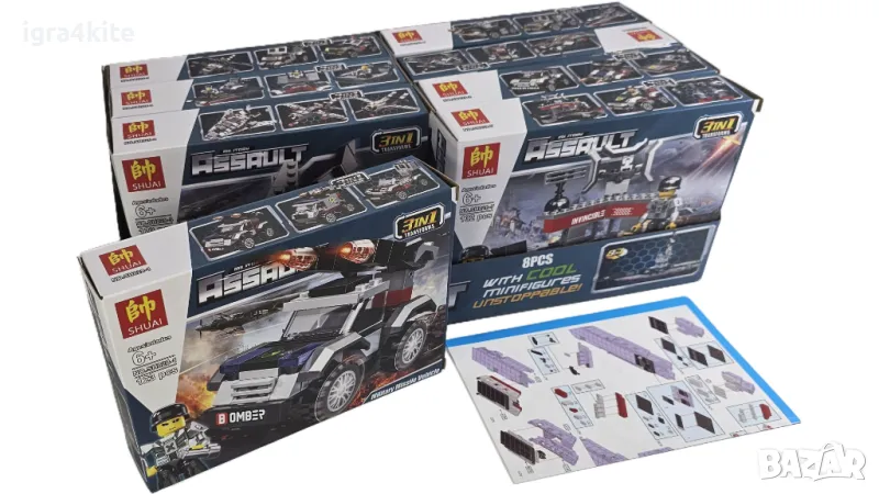 Голяма кутия 8 в 1 с конструктори на Бойни Машини Асулт от 1008 части, снимка 1