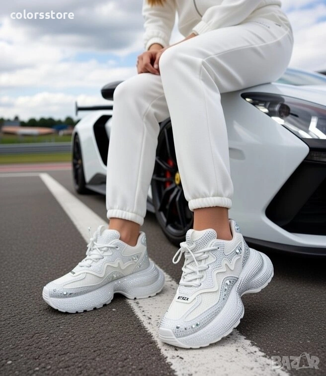 Равни маратонки - бели - 5WL95 , снимка 1