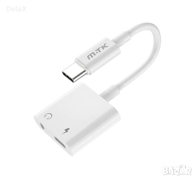 Кабел преходен TB1283, Type-c(м)/Type-c(ж) + JACK(ж) 3,5mm, 0,12m, снимка 1