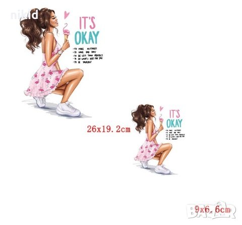 Момиче мацка със сладолед щампа термо апликация картинка за дреха блуза чанта, снимка 1