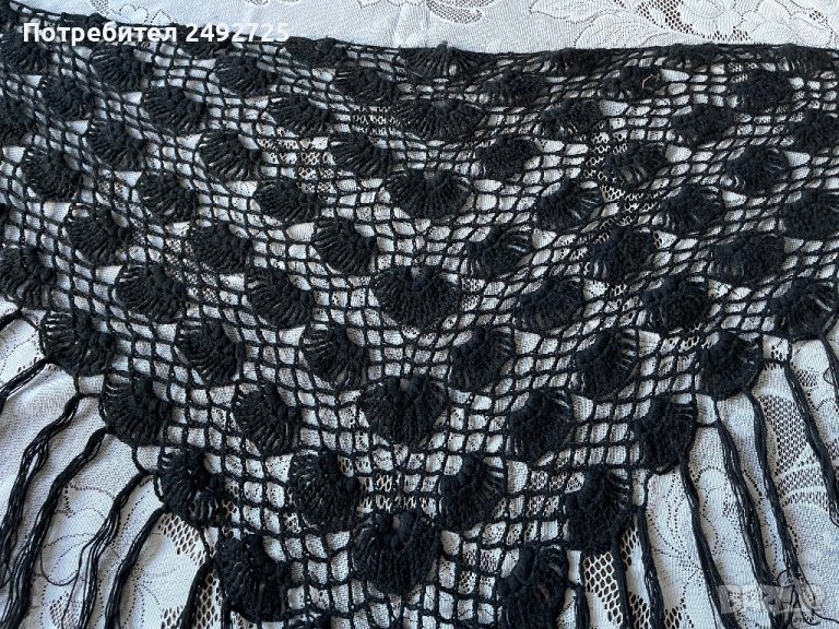 Шал черно, ръчно плетен , снимка 1