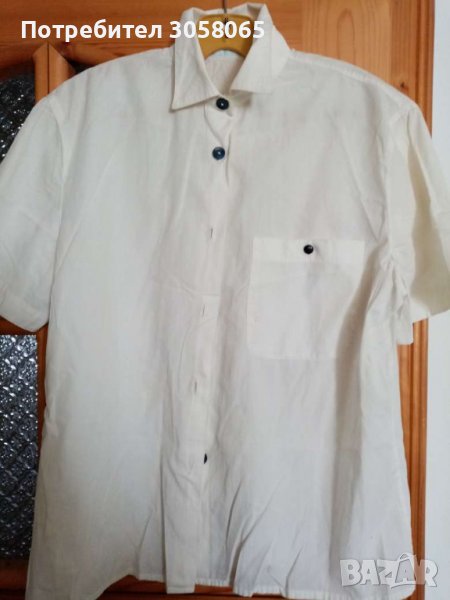 бяла риза с къс ръкав L XL размер, снимка 1