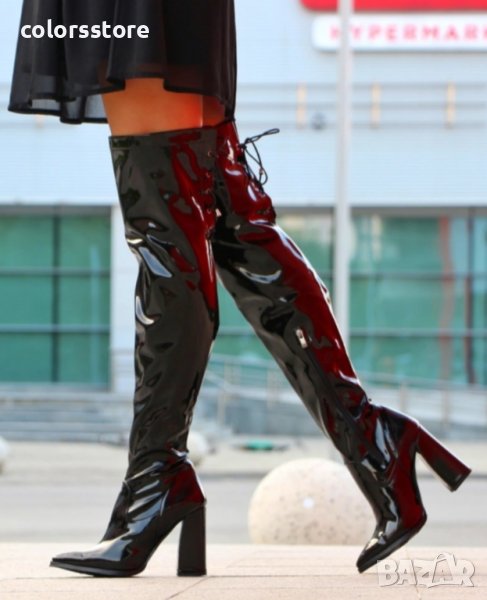 Ботуши на ток - черен лак - BT01, снимка 1