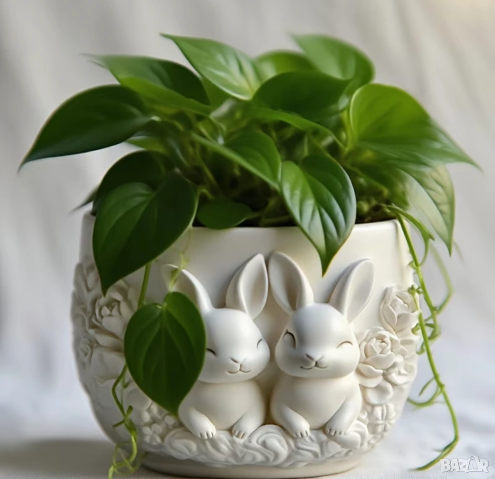 Молд кашпа със зайци, снимка 1
