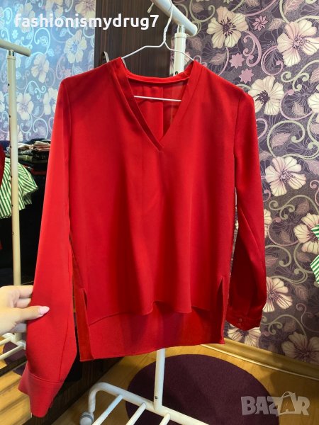 Zara червена блузка с дълъг ръкав нова , снимка 1