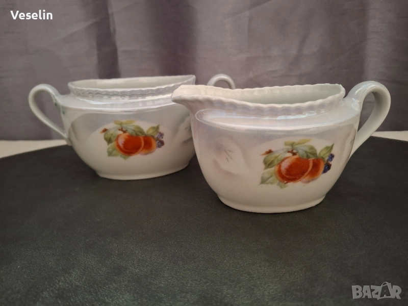 Комплект каничка със отворена захарница Victoria Чехословакия , снимка 1