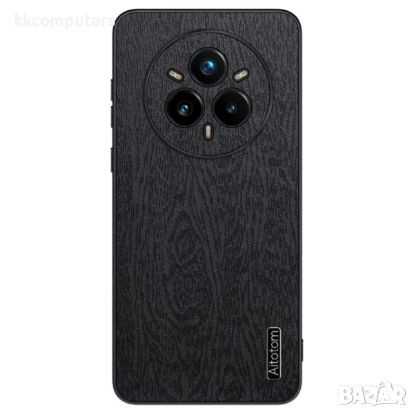 Realme 14 Pro 5G Удароустойчив Wood Texture PU Leather/ Coated PC TPU Кожен Калъф и Протектор, снимка 1