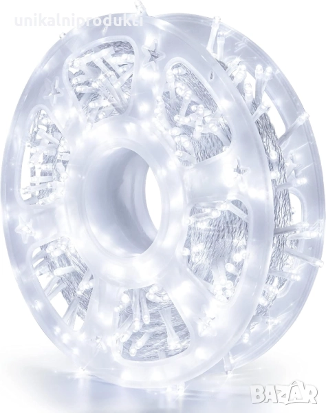 външни коледни лампички 50м макара с флаш ефект студено бял 500 диода , снимка 1