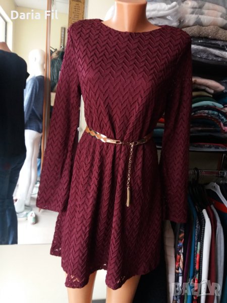 Дантелена рокля в бордо с подплата, снимка 1
