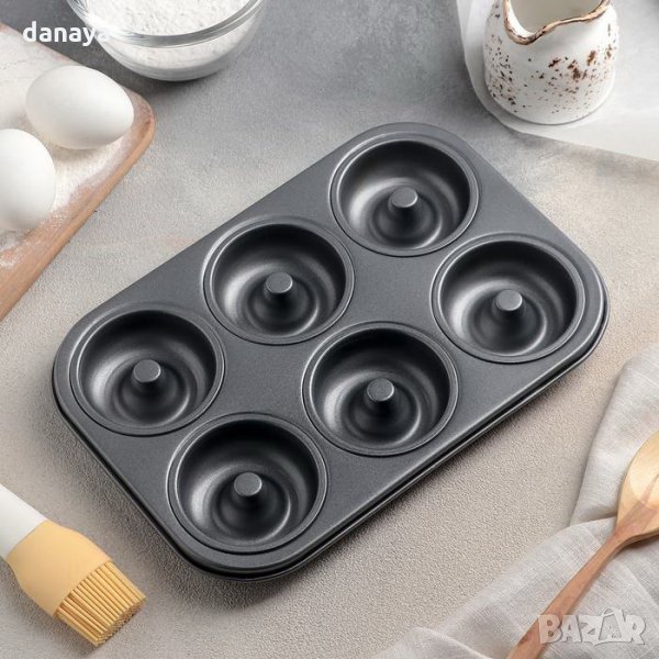 1714 Тефлонова форма за понички, 6 гнезда, снимка 1