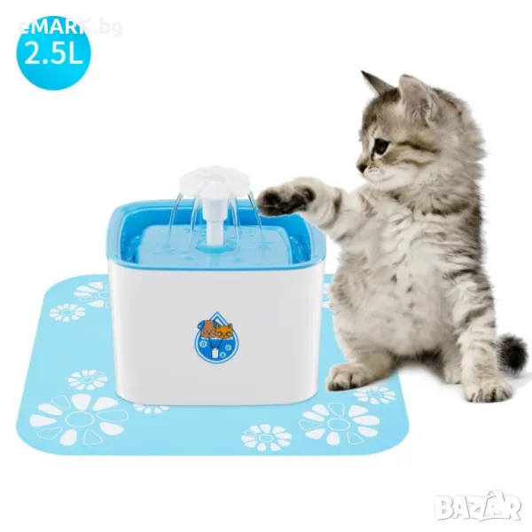 Фонтан поилка за котки и кучета с филтър с активен въглен за пречистена вода, снимка 1