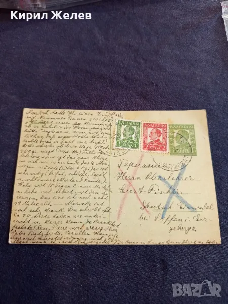  Пощенска картичка Царство България 1936г. кореспонденция с Фашистка Германия с печати и марки 40712, снимка 1