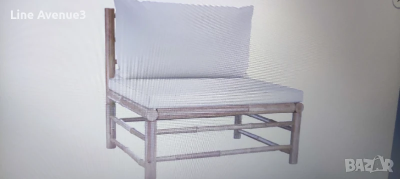 Градински диван с кремавобели възглавници бамбук, снимка 1