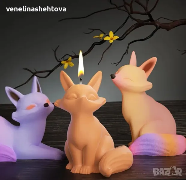 3D Два модела Голяма лисица Силиконов молд форма за свещи гипс сапун , снимка 1