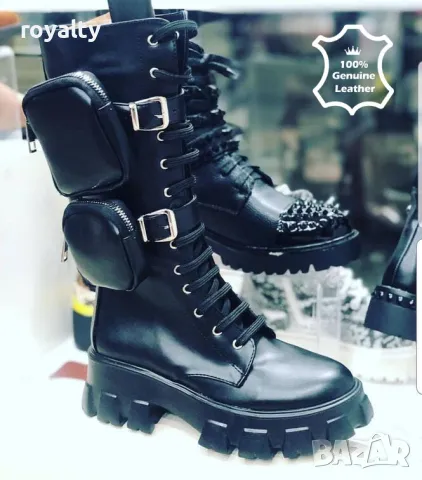 Равни ботуши - черна ЕСТЕСТВЕНА кожа