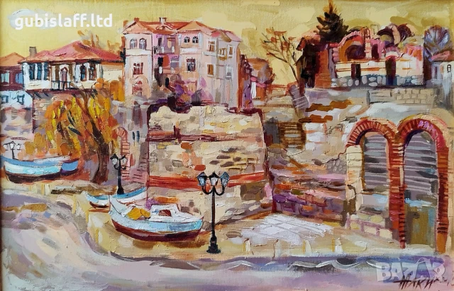 Картина "Старият Несебър", худ. Жаклина Ямелиева, 2010 г., снимка 2 - Картини - 51166550