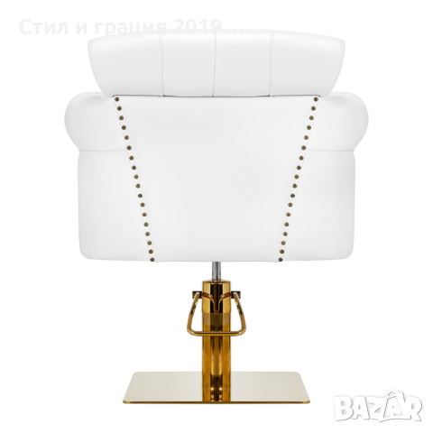 Фризьорски стол Gabbiano Berlin - бяло с златиста основа, снимка 4 - Фризьорски столове - 44761515