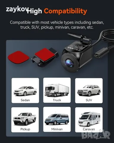 Адаптивна водоустойчива камера за задно виждане Vantrue с нощно виждане Starvis 2

, снимка 3 - Друга електроника - 49619128