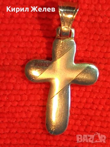 ЕЛЕГАНТЕН ИТАЛИАНСКИ СРЕБЪРЕН АРТ КРЪСТ СРЕБРО 925 с БЯЛА ПОЗЛАТА 38432