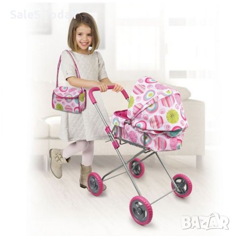 Детска количка за кукли с чанта за аксесоари, 62см, снимка 1 - Кукли - 42922233